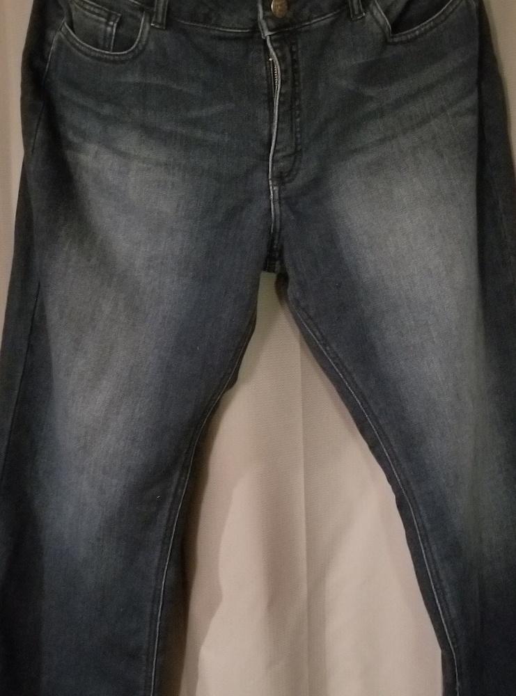 Wide legged faded front Jean's.  No wear on inseam